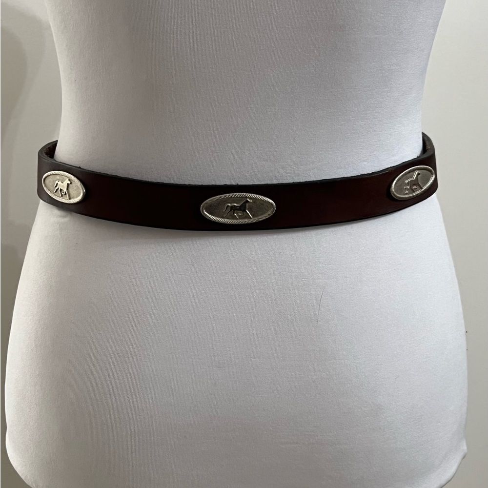 Horse-themed Brown Leather Belt - Size 30 - Picture 4 of 11